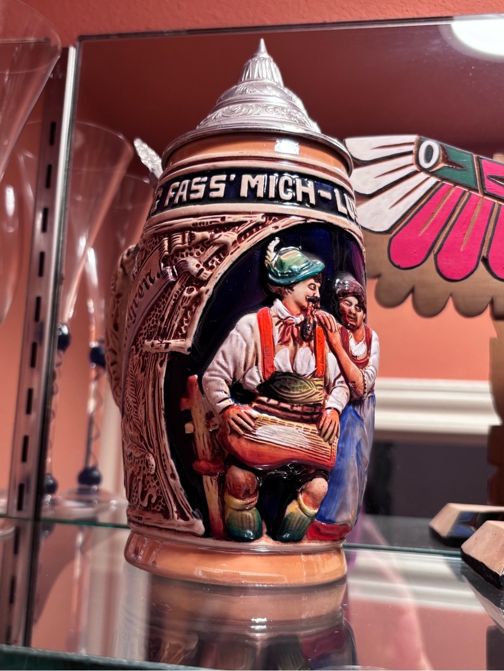 Handarbeit Lidded Austrian King Beer Stein -